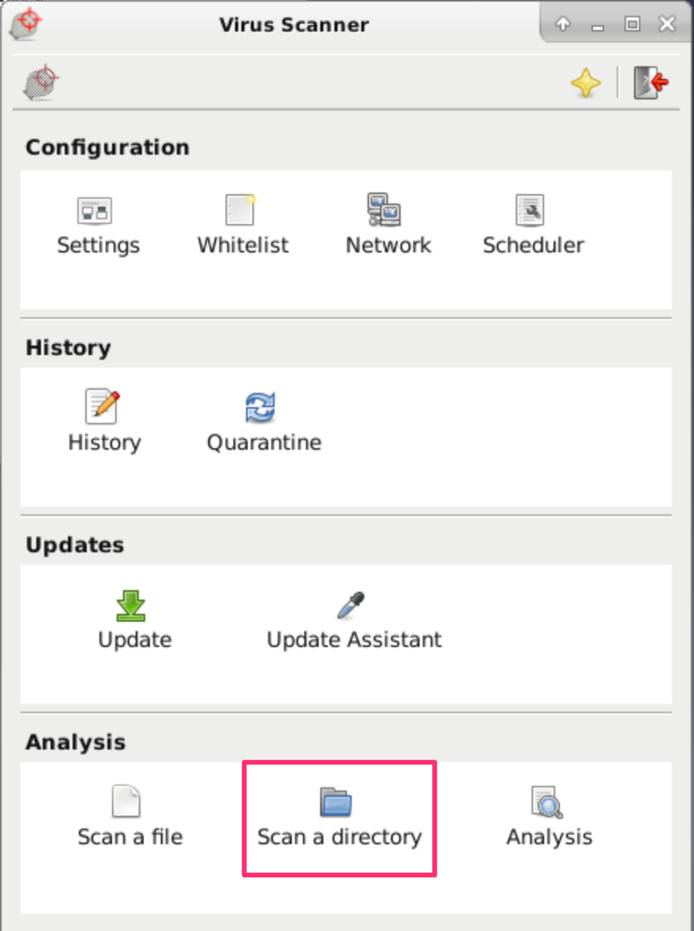 ClamTK Graphical Interface Scan a Directory ClamTK Graphical Interface Scan a Directory