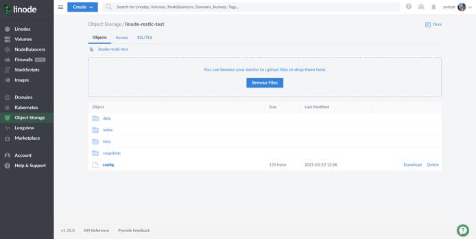 Restic Object Storage bucket in Cloud Manager Restic Object Storage bucket in Cloud Manager