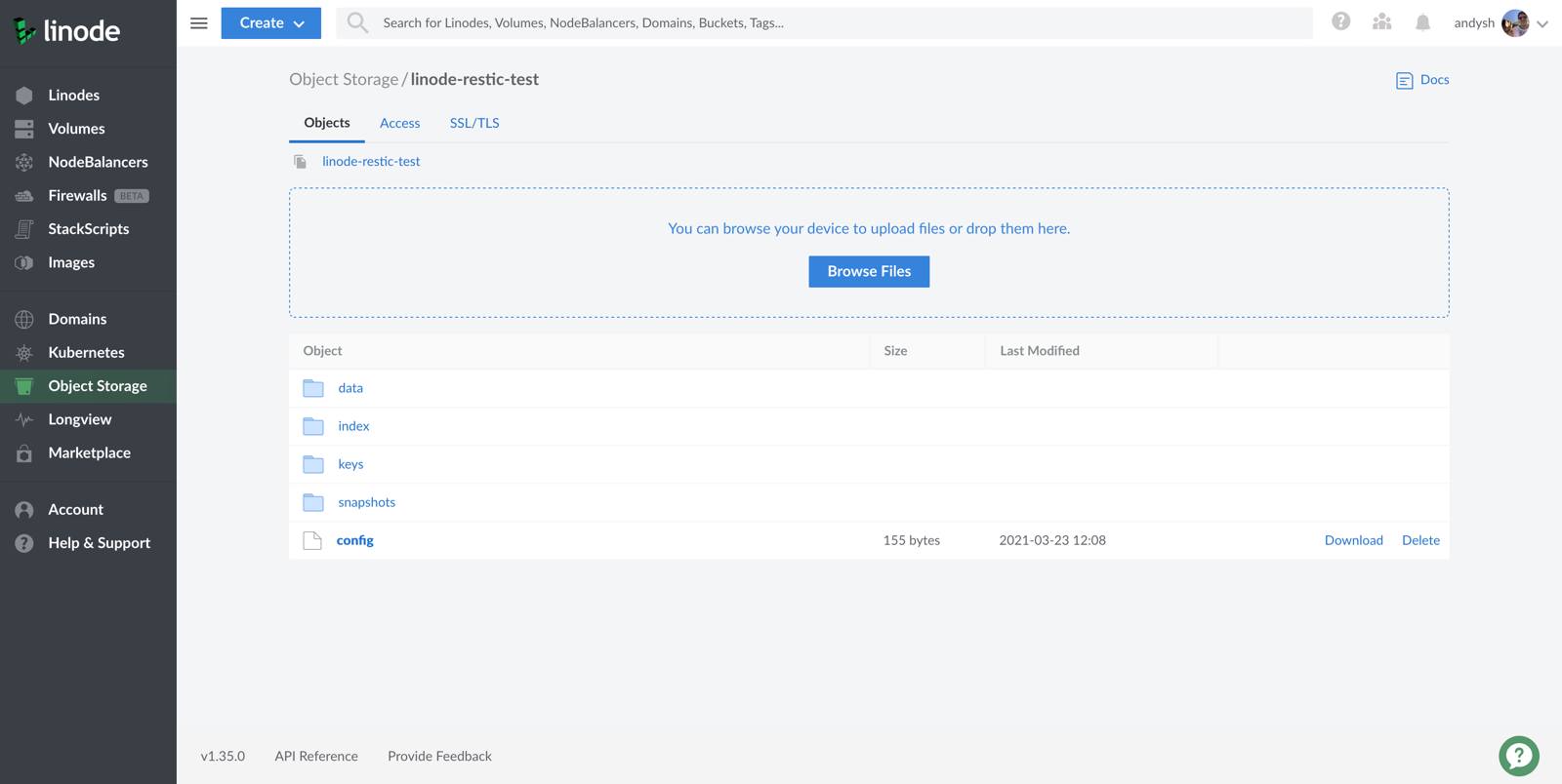 Restic Object Storage bucket in Cloud Manager Restic Object Storage bucket in Cloud Manager