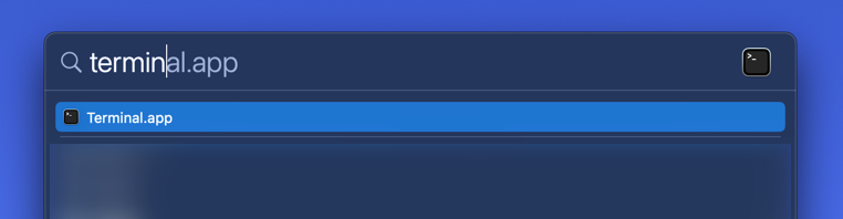 Using Spotlight to open the Terminal app Using Spotlight to open the Terminal app
