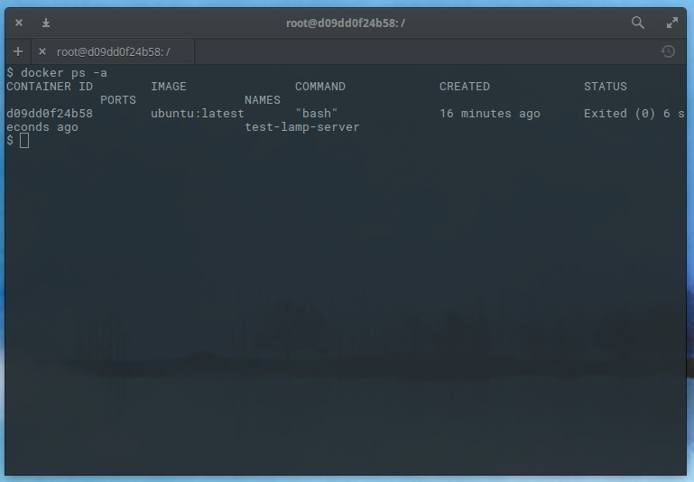 docker ps -a shows a list of available images docker ps -a shows a list of available images