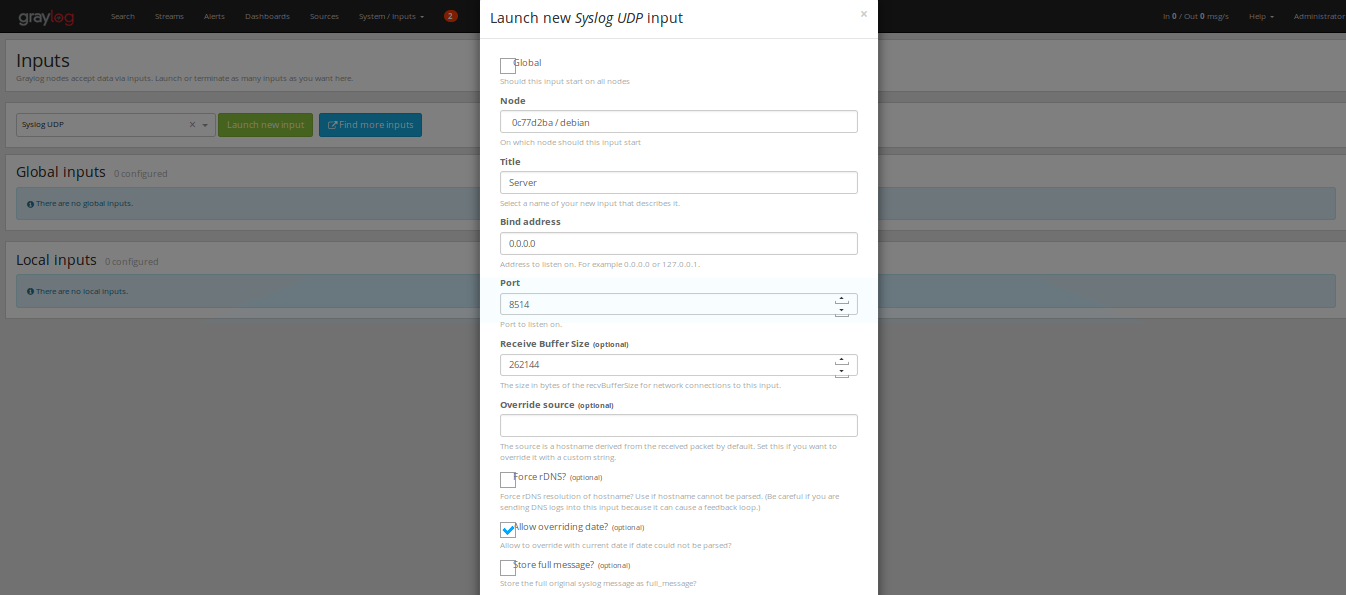 Graylog Add Input Graylog Add Input