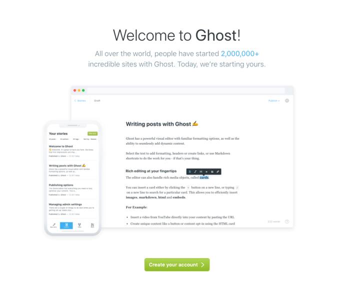 Ghost Welcome Screen Ghost Welcome Screen