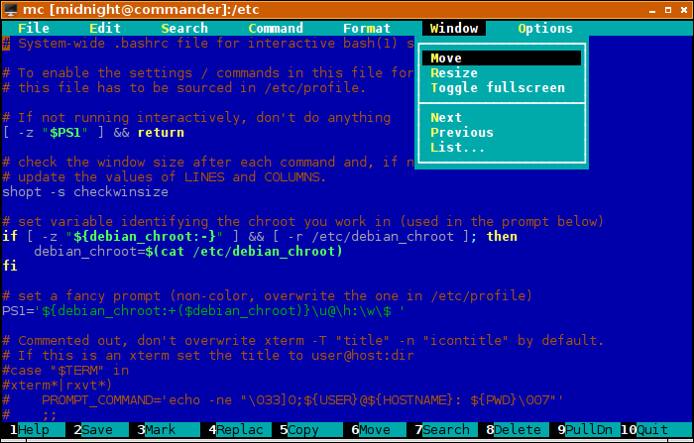 Midnight Commanders Editor mcedit with Syntax Highlighting Active Midnight Commanders Editor mcedit with Syntax Highlighting Active