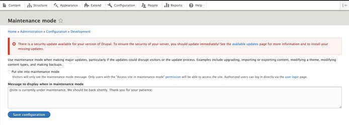 Turn on Maintenance Mode Turn on Maintenance Mode