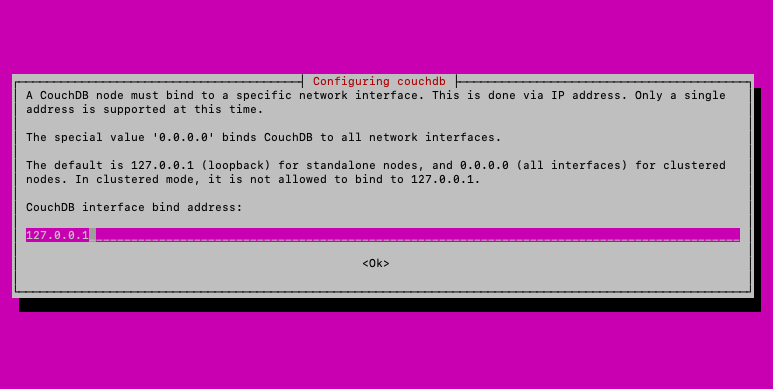 Inputting the CouchDB network interface Inputting the CouchDB network interface