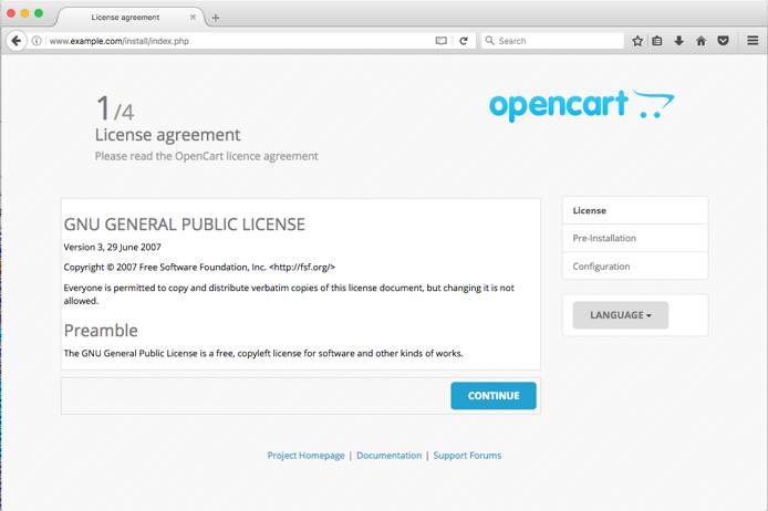 OpenCart Installer Page 1. OpenCart Installer Page 1.