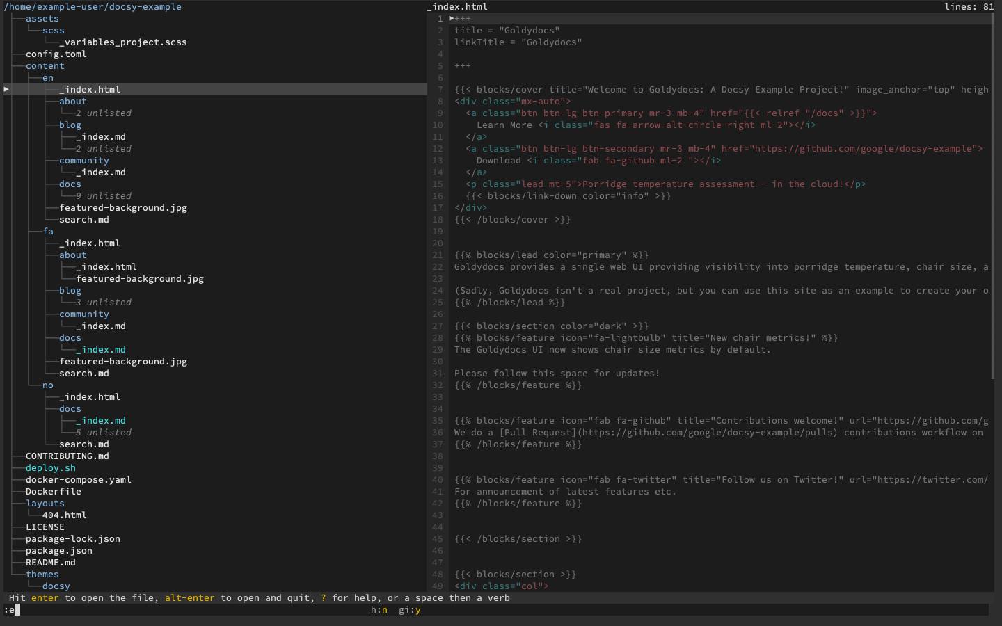 A directory tree and file preview side by side in broot A directory tree and file preview side by side in broot
