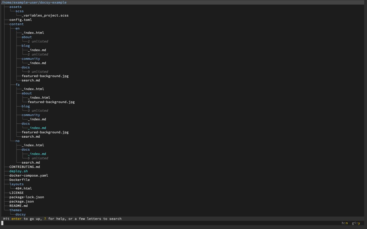 A directory tree in broot A directory tree in broot