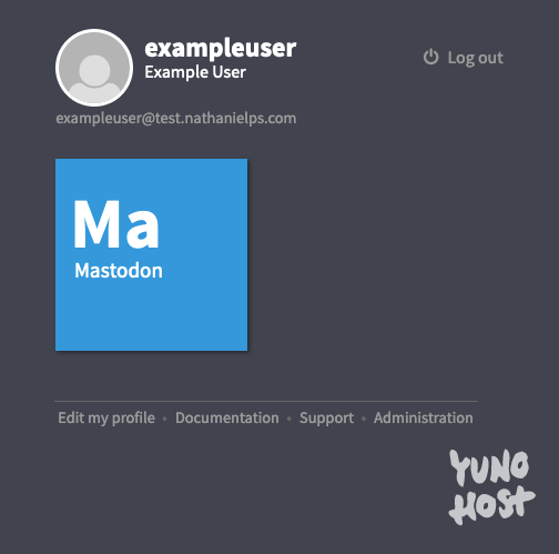 The main page of the YunoHost user portal The main page of the YunoHost user portal
