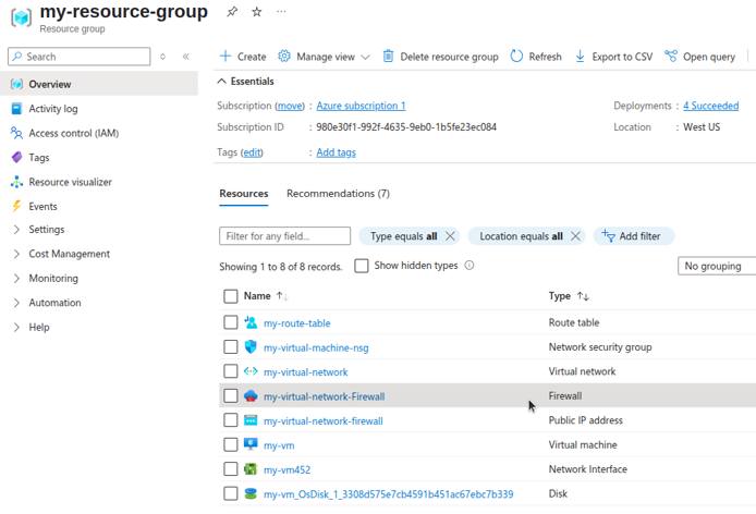 Azure Portal firewall details page. Azure Portal firewall details page.