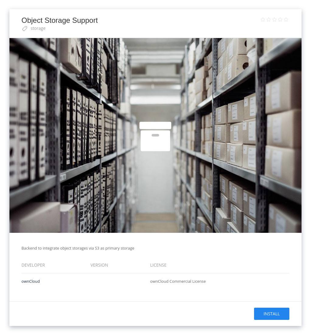 Install the Object Storage Support app Install the Object Storage Support app