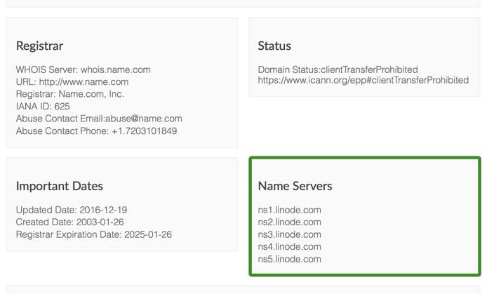 whois.icann.org lookup of nameservers for linode.com linode.com nameservers