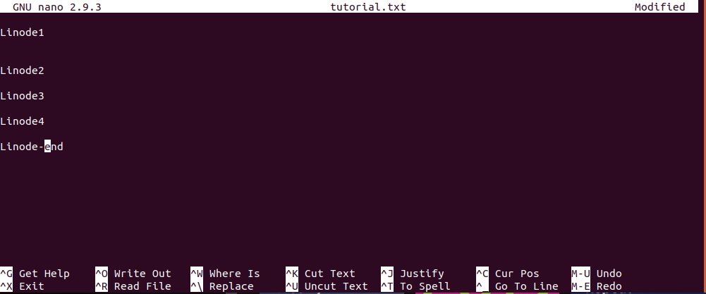 Finding the line that contains 'end'. search for the text