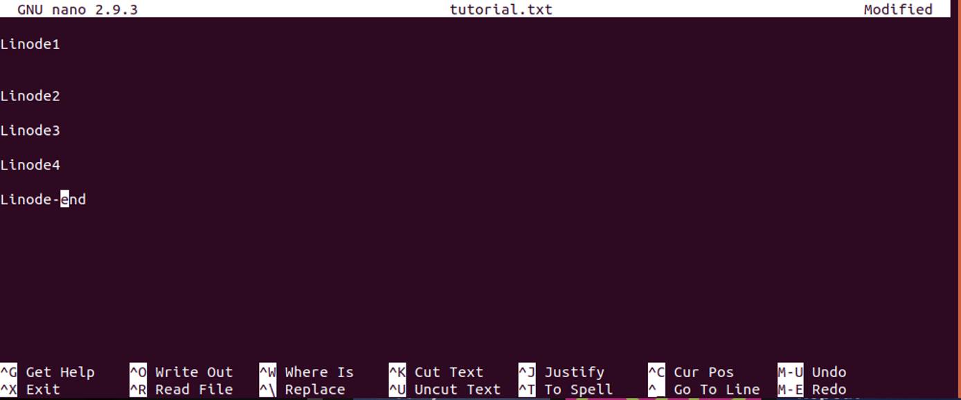 Finding the line that contains 'end'. search for the text