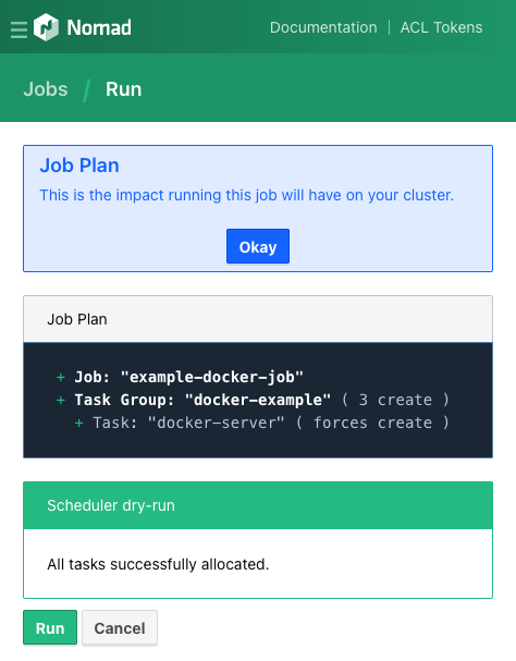 Nomad summarizing the impact of the example job Nomad summarizing the impact of the example job