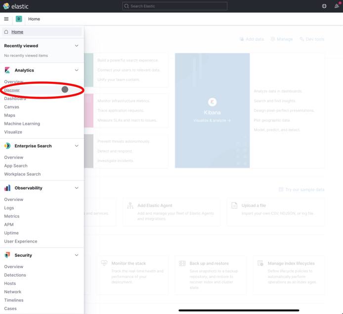 Kibana 7 Dashboard With Hamburger Navigation Button Highlighted Kibana 7 Dashboard With Hamburger Navigation Button Highlighted