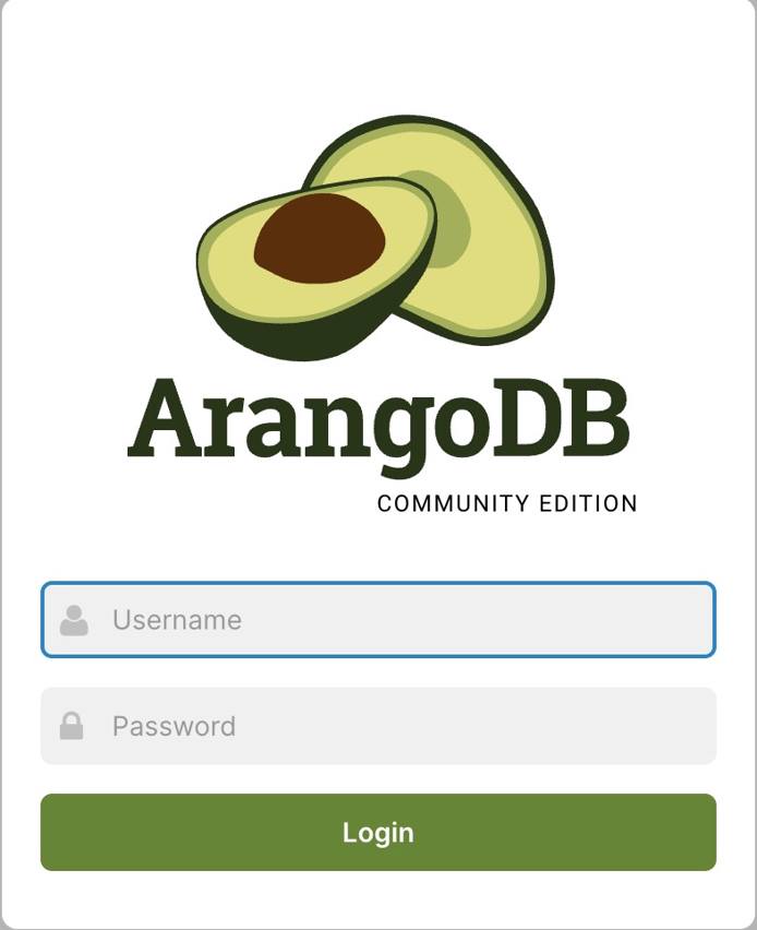Screenshot of the ArangoDB login page Screenshot of the ArangoDB login page