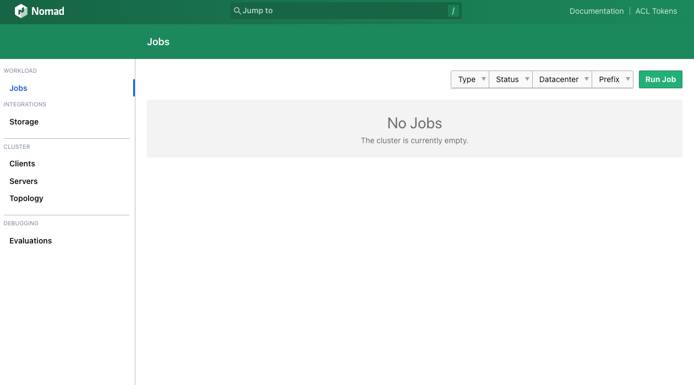 Screenshot of the Nomad Web UI Screenshot of the Nomad Web UI
