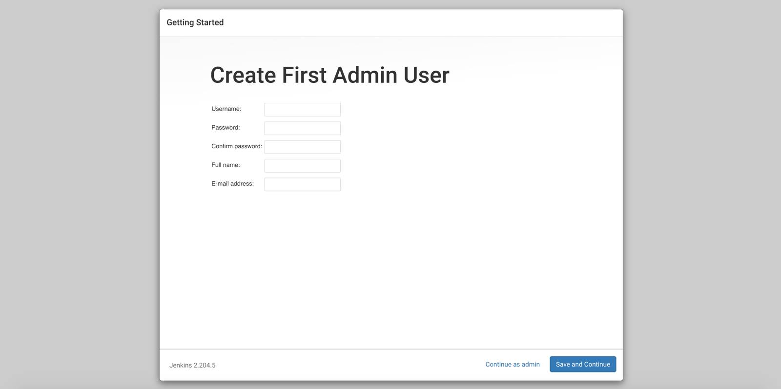 Create your first Jenkins admin user. Create your first Jenkins admin user.