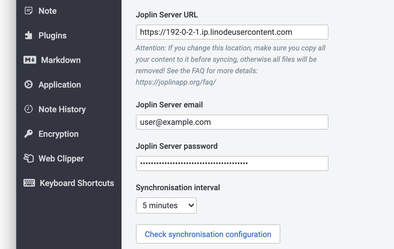 Screenshot of additional synchronization settings Screenshot of additional synchronization settings