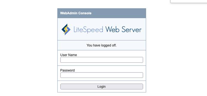Screenshot of LiteSpeed WebAdmin login prompt Screenshot of LiteSpeed WebAdmin login prompt