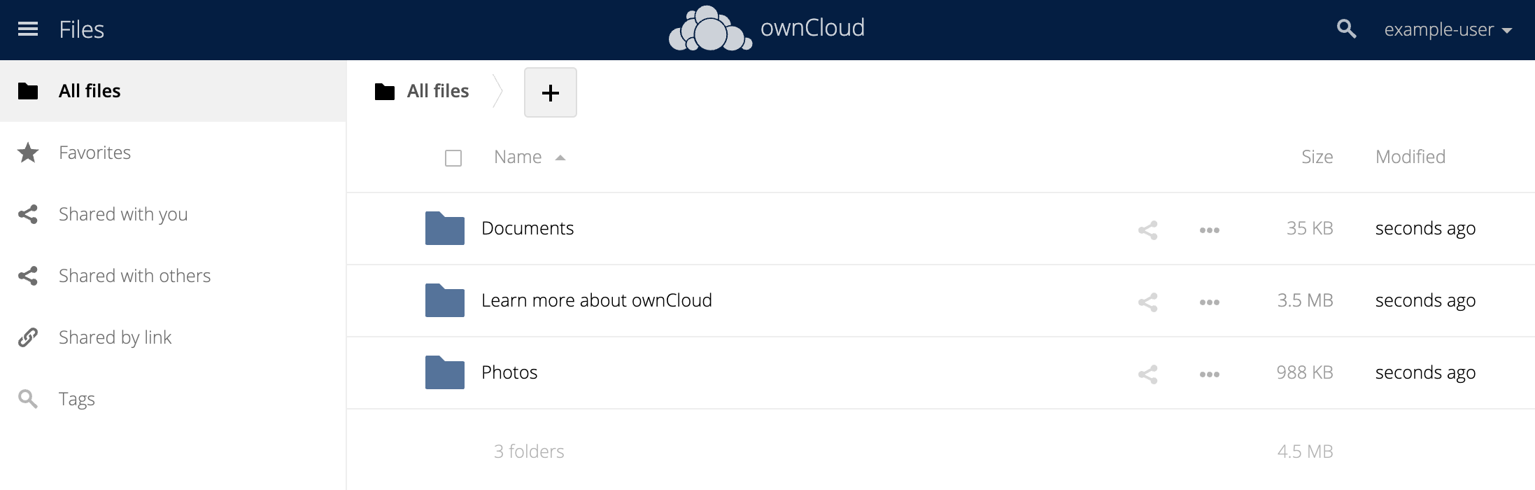 ownCloud Files Screen ownCloud Files Screen
