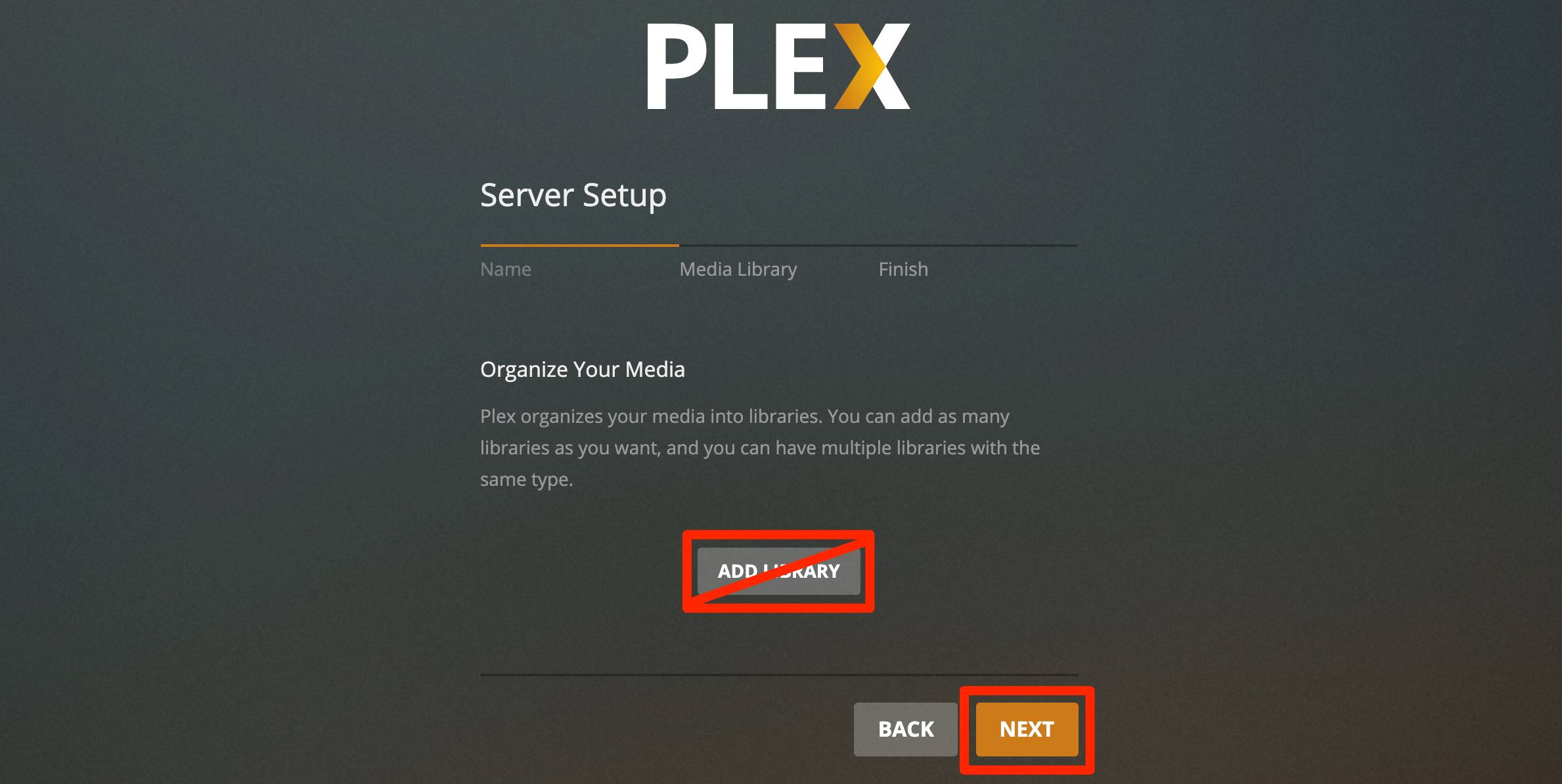 Plex Server Setup - Skip Add Media Library. Plex Server Setup - Skip Add Media Library