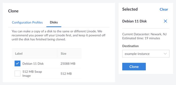 The Clone form in Cloud Manager The Clone form in Cloud Manager