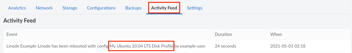 Viewing the boot history within the Activity Feed Viewing the boot history within the Activity Feed