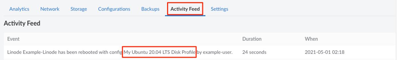 Viewing the boot history within the Activity Feed Viewing the boot history within the Activity Feed