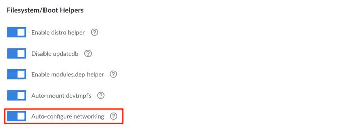Screenshot of the Auto-configure networking setting Screenshot of the Auto-configure networking setting