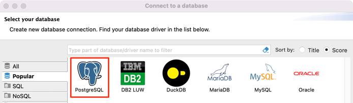 Screenshot of the DBeaver database selection screen with MySQL highlighted Screenshot of the DBeaver database selection screen with MySQL highlighted