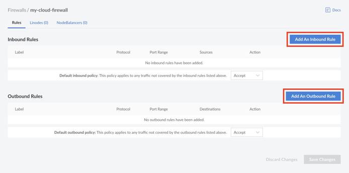 Click on the Add an Inbound/Outbound Rule link. Click on the Add an Inbound/Outbound Rule link.