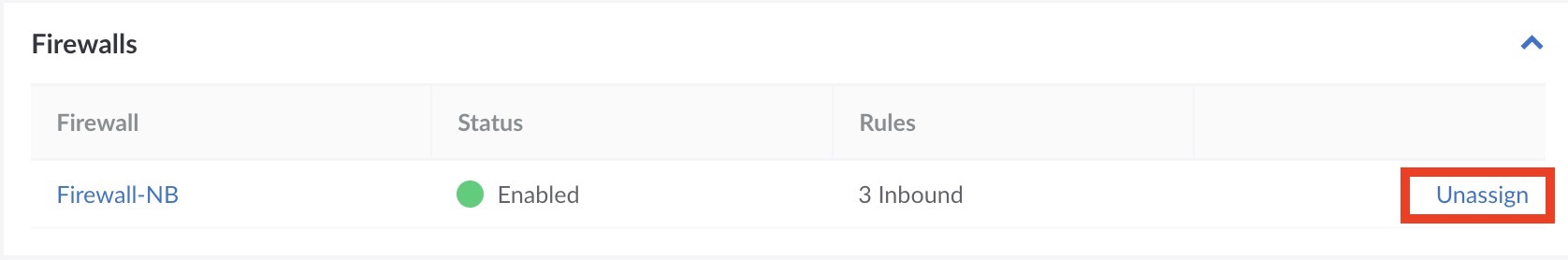 Screenshot of the firewalls form Screenshot of the firewalls form