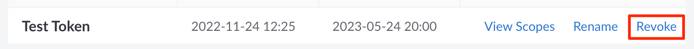 Screenshot of the revoke token button Screenshot of the revoke token button
