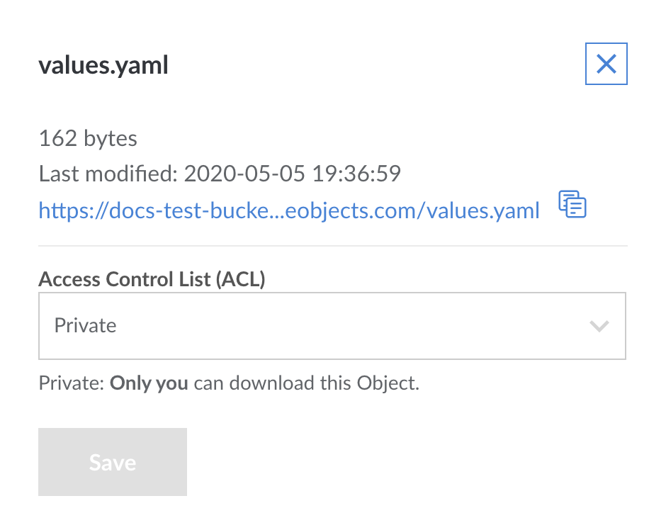Object Storage Object ACL Panel Object Storage Object ACL Panel