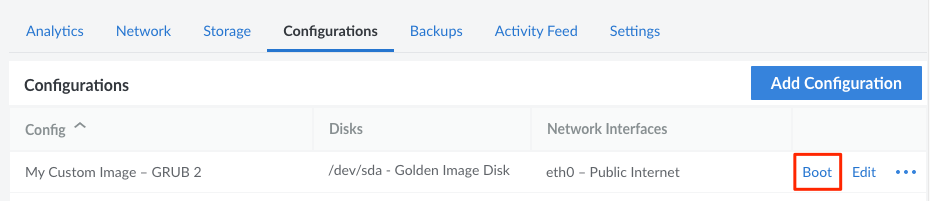Boot the configuration profile Boot the configuration profile